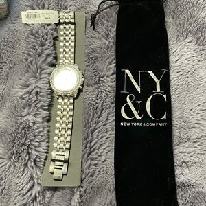 SILVER WATCH WITH GEMSTONE ACCENTS NWT
